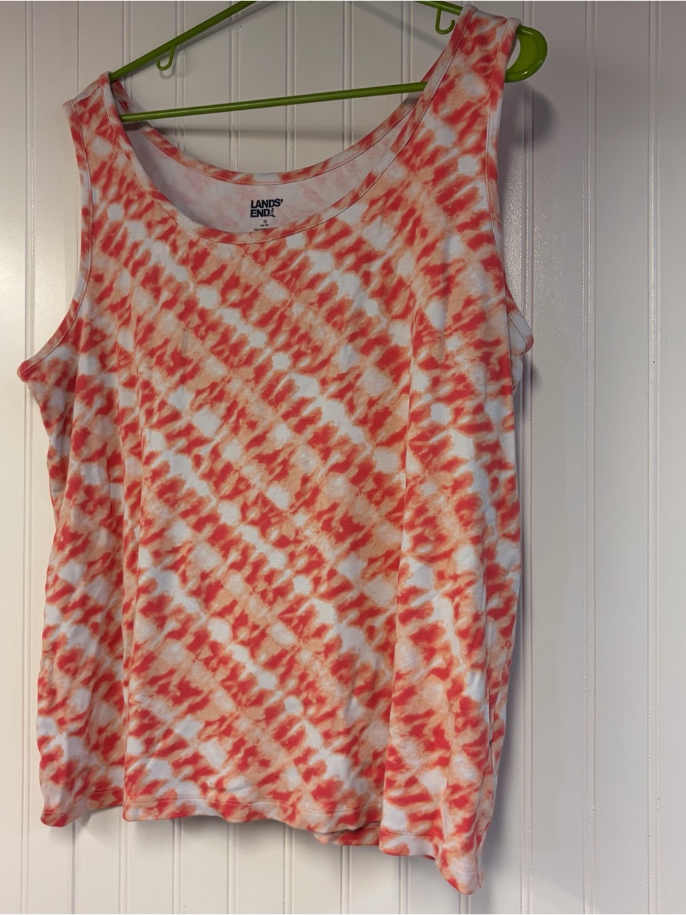 Lands' End Coral Tie-Dye Tank Top - Women's Sleeveless Top 1X